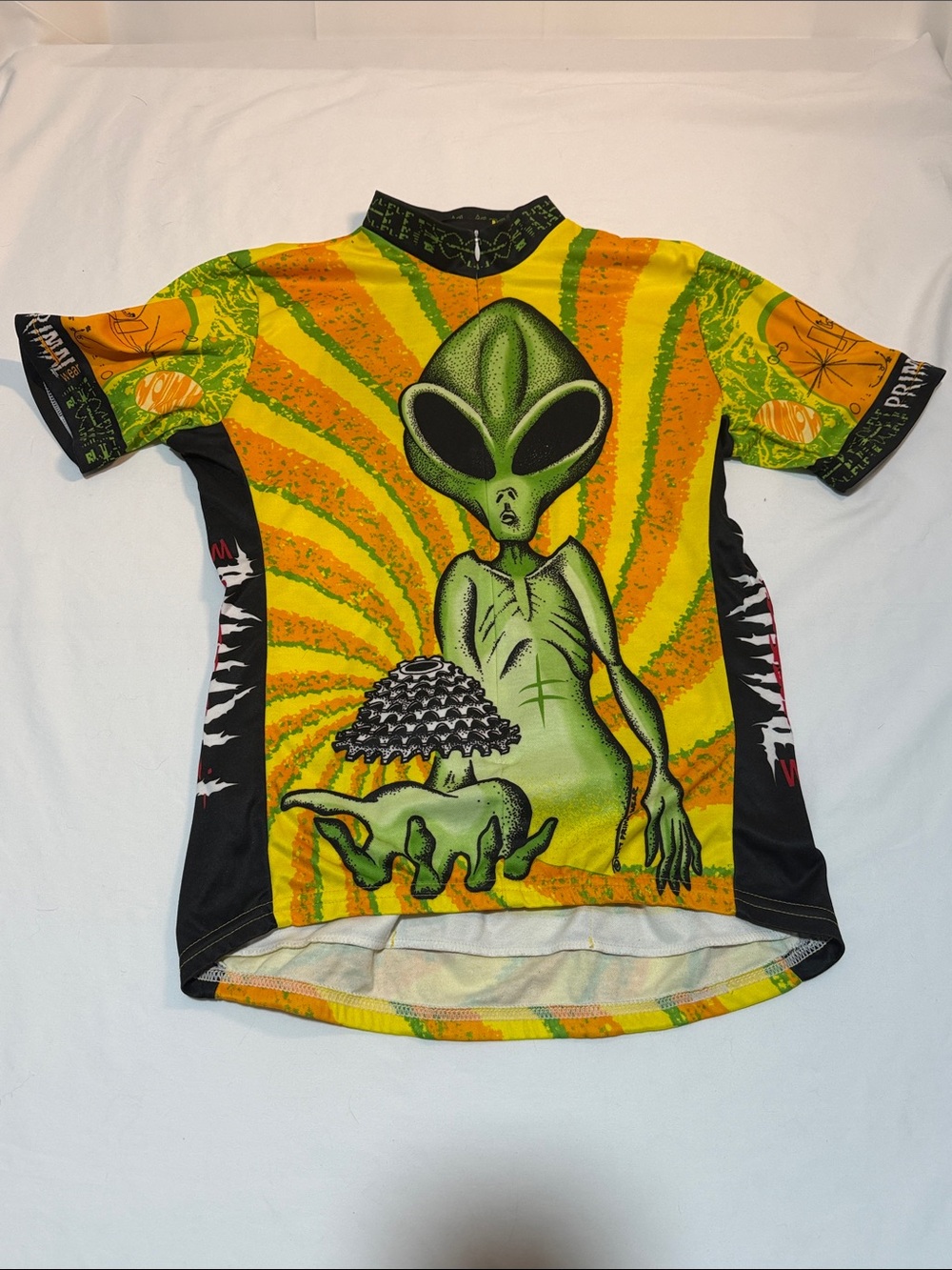 Primal Men's M "Illegal Alien" SS 3/4 Zip, 3 Pocket Cycling Jersey Like New